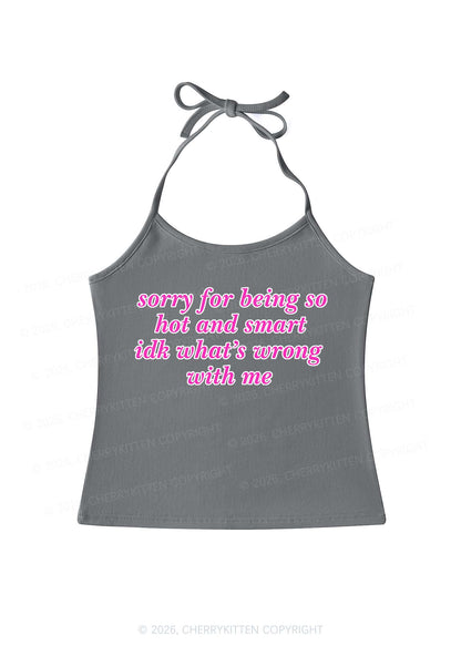 Sorry For Being So Smart Y2K Halter Neck Cami Cherrykitten