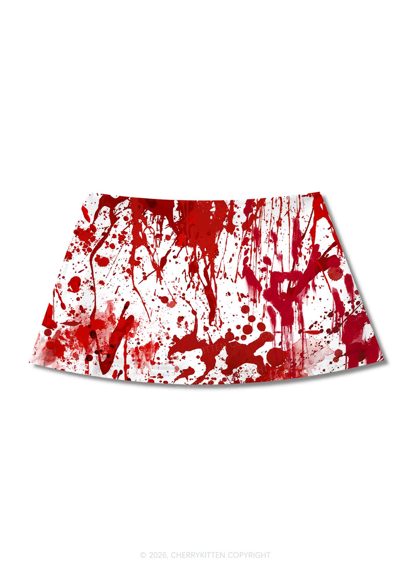Halloween Red Blood On White Y2K Print Mini Skirt Cherrykitten