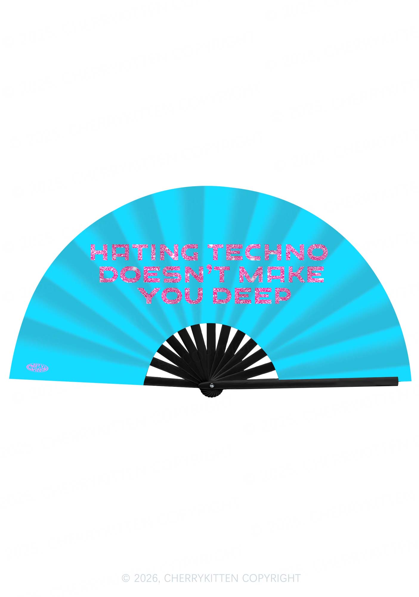 Hating Techno Doesnt Make You Deep Y2K Rave Hand Fan Cherrykitten