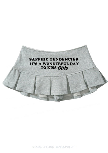 Wonderful Day To Kiss Girls Pride Y2K Mini Pleated Skirts Cherrykitten