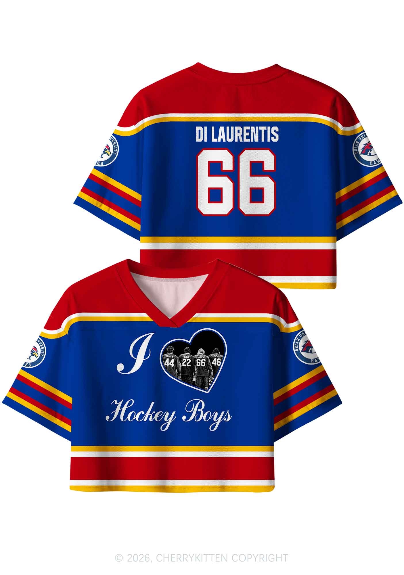I Love Four Hockey Boys DL Y2K Crop Sport Jersey Shirts Cherrykitten