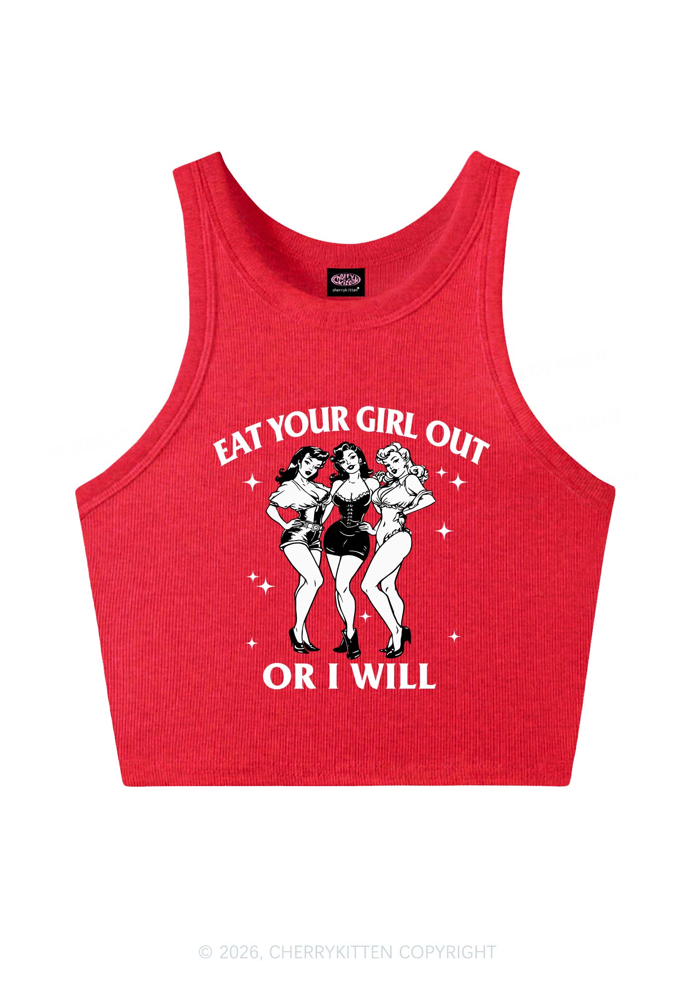 Eat Your Cowgirls Out Pride Y2K Crop Tank Top Cherrykitten