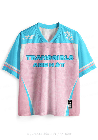 Transgirls Are Hot Pride Y2K Sport Jersey Shirts Cherrykitten