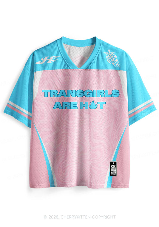 Transgirls Are Hot Pride Y2K Sport Jersey Shirts Cherrykitten