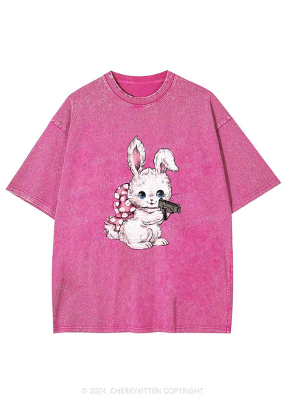 Bunny Shooting Y2K Washed Tee Cherrykitten