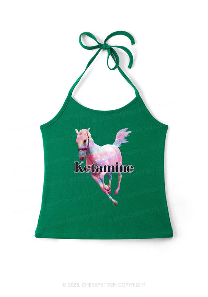 Pink Horse Y2K Halter Neck Cami Cherrykitten