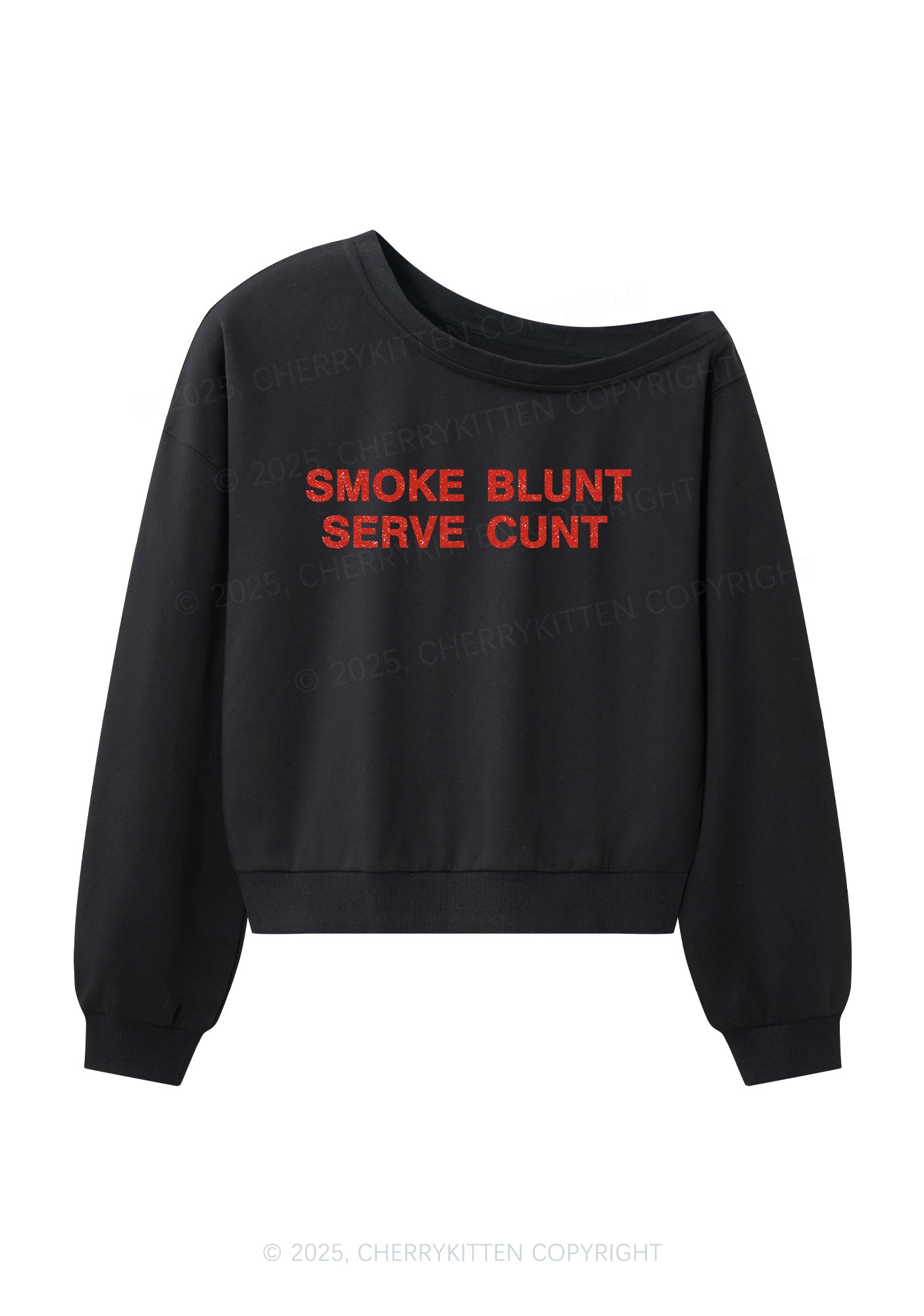 Smoke Blunt Y2K Off Shoulder Sweatshirts Cherrykitten