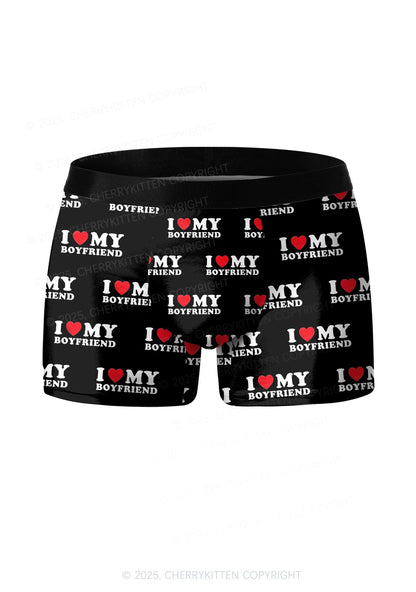 I Love My Boyfriend Valentine's Day Y2K Print Couples Boxer Briefs Set Cherrykitten