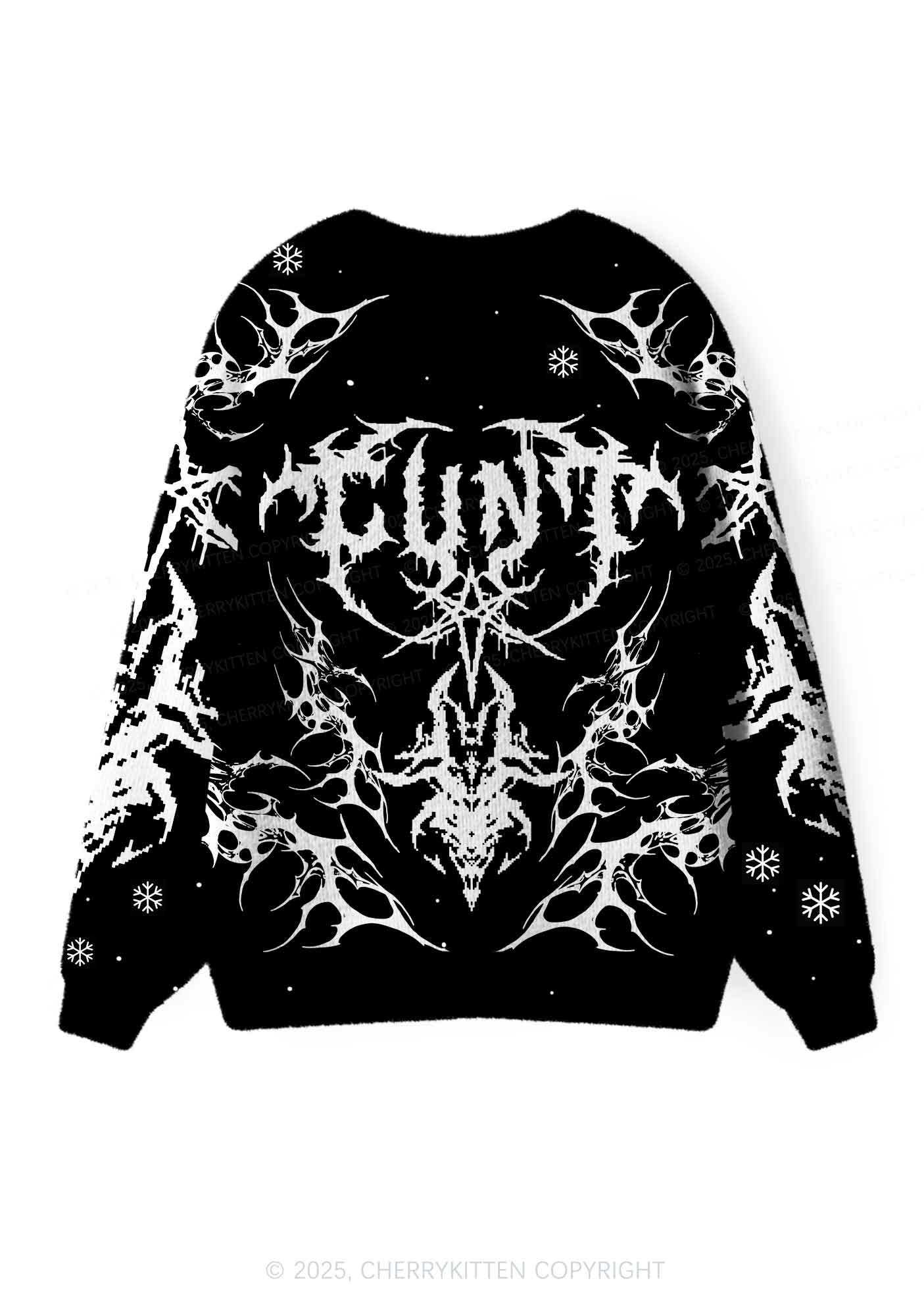 Black Punk Cxxt Y2K Christmas Cardigan Knit Sweatshirt Cherrykitten