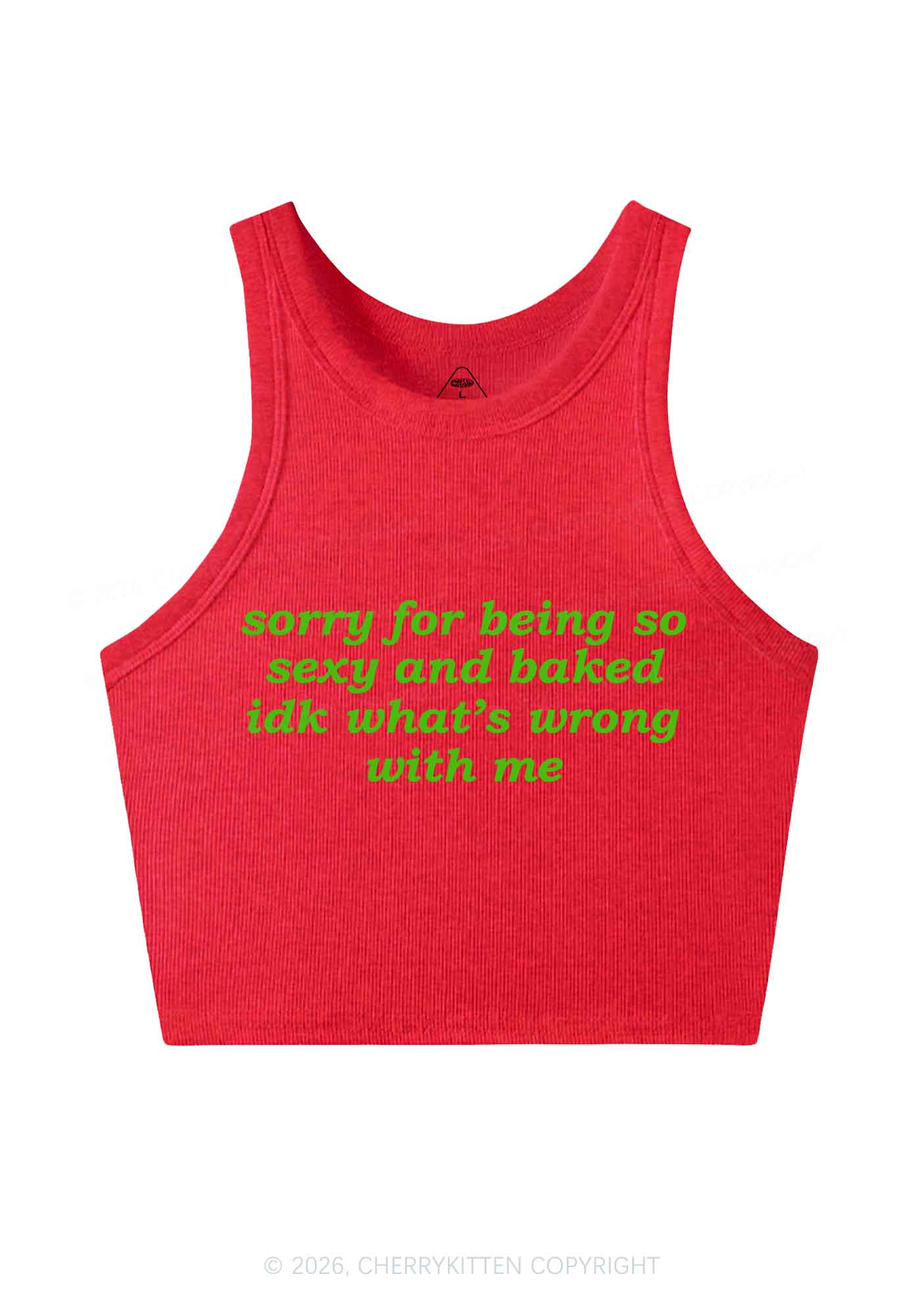 Sorry For Being So Baked Y2K Crop Tank Top Cherrykitten