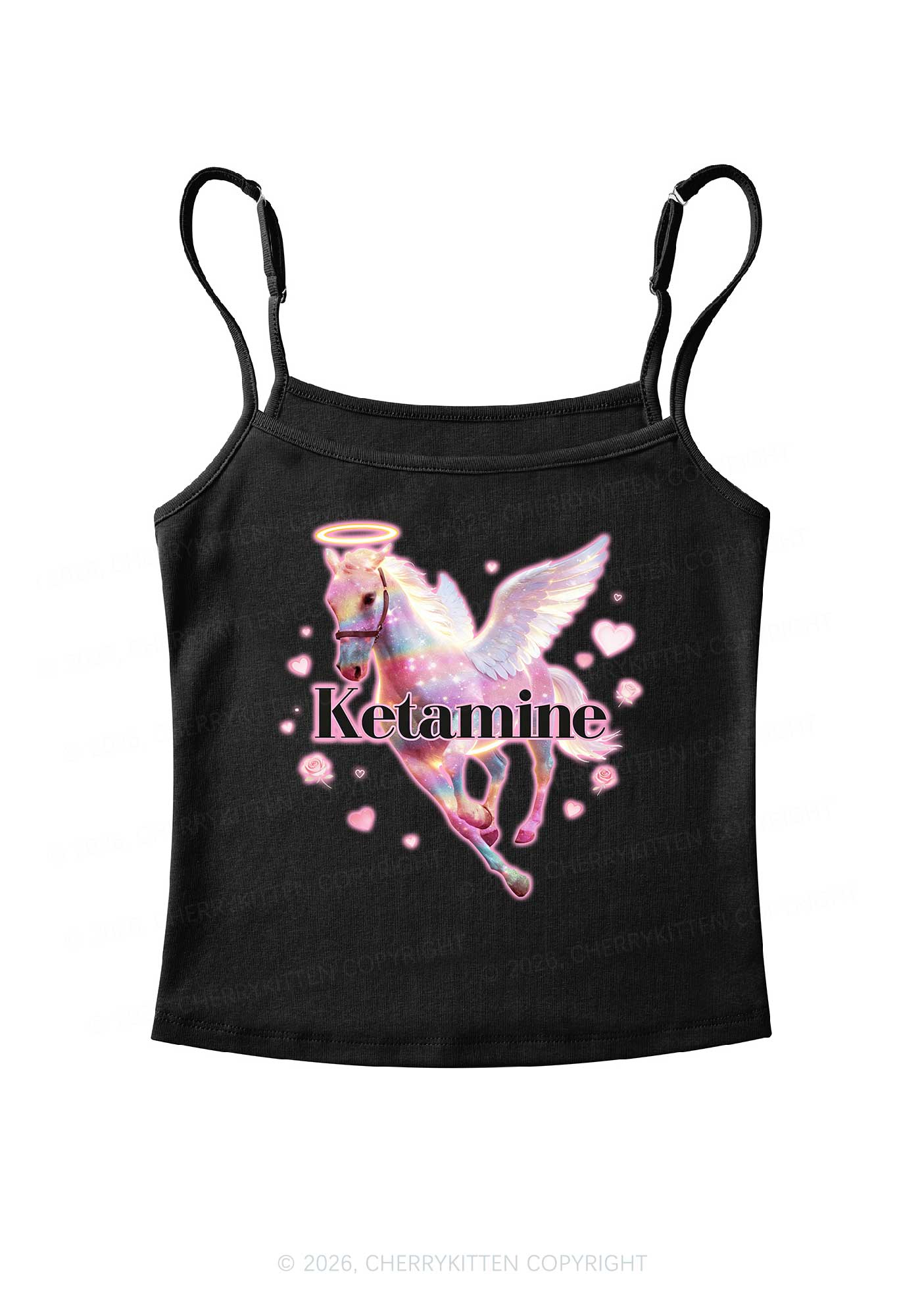Angel K Horse Valentine's Day Y2K Spaghetti Strap Cami Cherrykitten