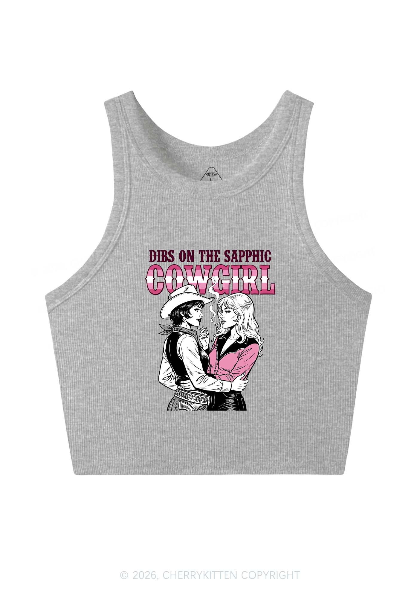 Dibs On The Sapphic Cowgirl Pride Y2K Crop Tank Top Cherrykitten