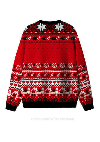 Great Mental Health Puxxy Y2K Christmas Knit Sweatshirt Cherrykitten