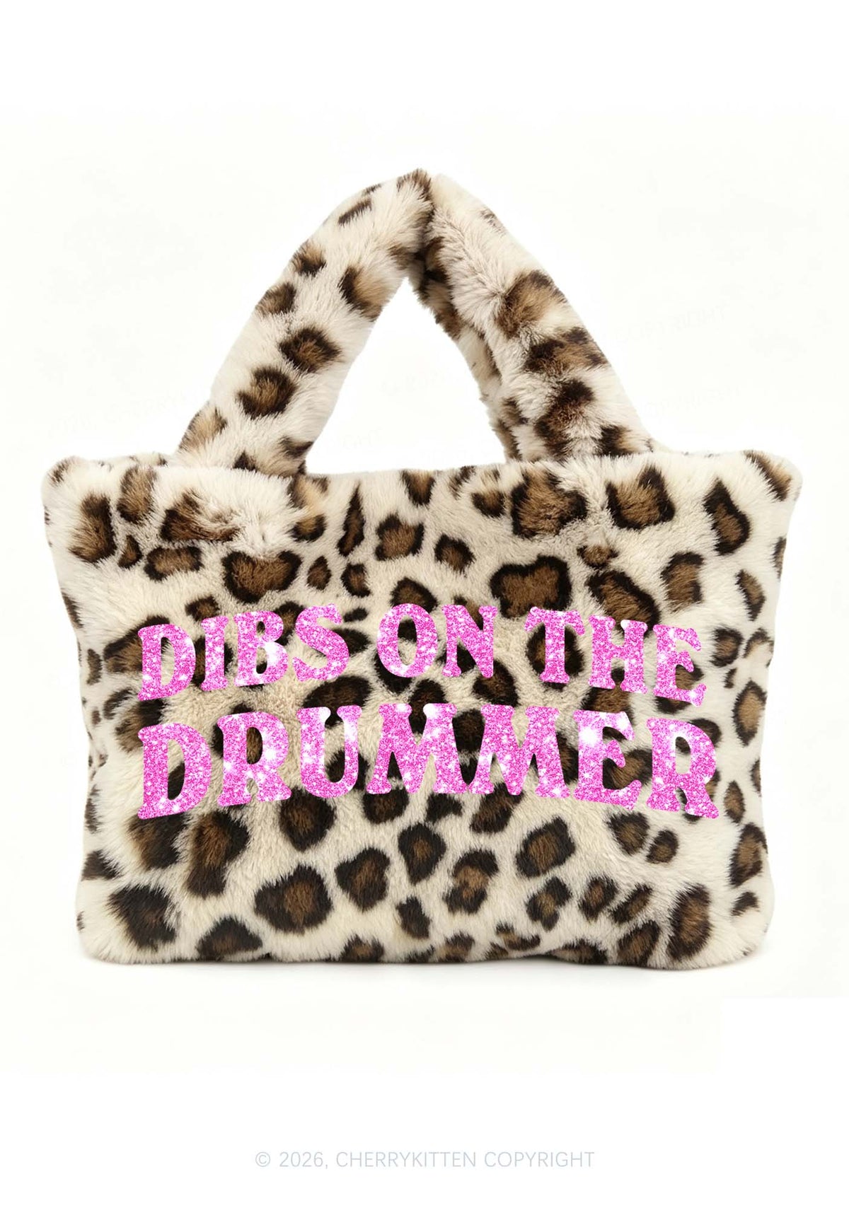Glitter Dibs On The Drummer Y2K Plush Leopard Handbag Cherrykitten