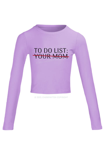 To Do List Long Sleeve Crop Top Cherrykitten