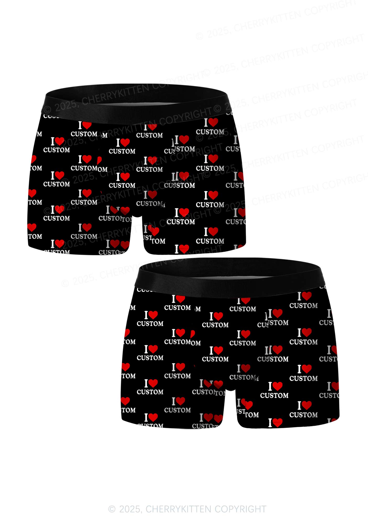 I Love Custom Valentine's Day Y2K Print Couples Boxer Briefs Set Cherrykitten