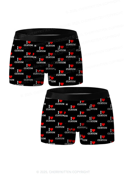I Love Custom Valentine's Day Y2K Print Couples Boxer Briefs Set Cherrykitten