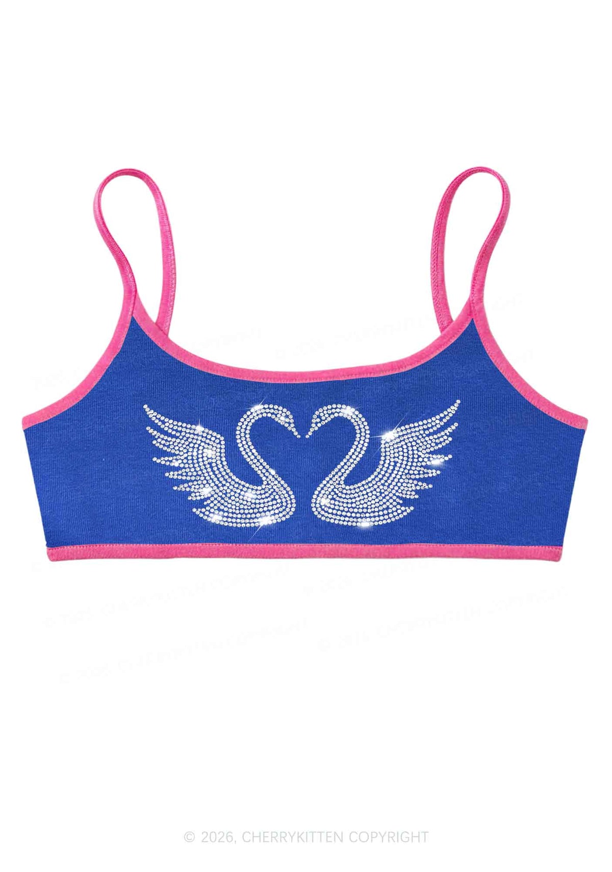 Rhinestone Swans Y2K Super Crop Cami Cherrykitten
