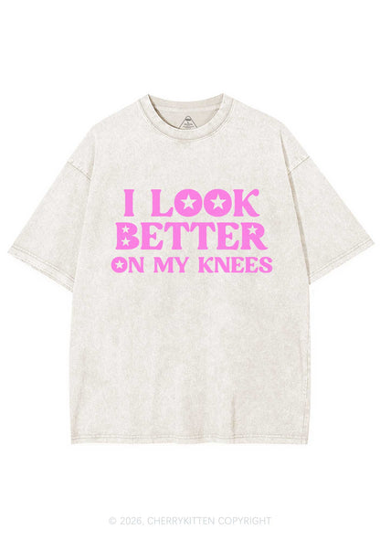 I Look Better On My Knees Y2K Shirts Washed Tee Cherrykitten