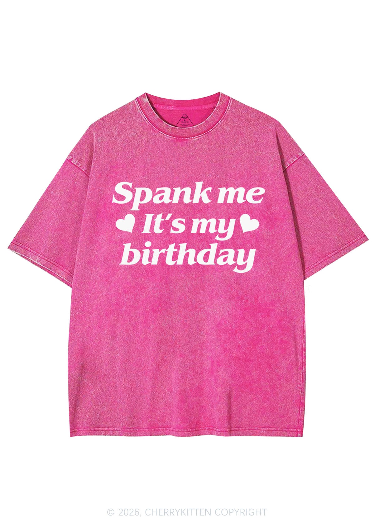 Spank Me Its My Birthday Heart Y2K Shirts Washed Tee Cherrykitten