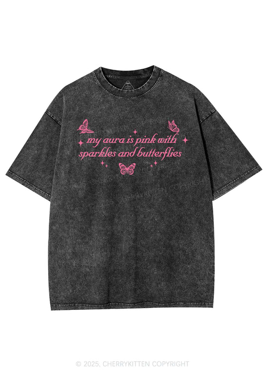 My Aura Is Pink Y2K Shirts Washed Tee Cherrykitten