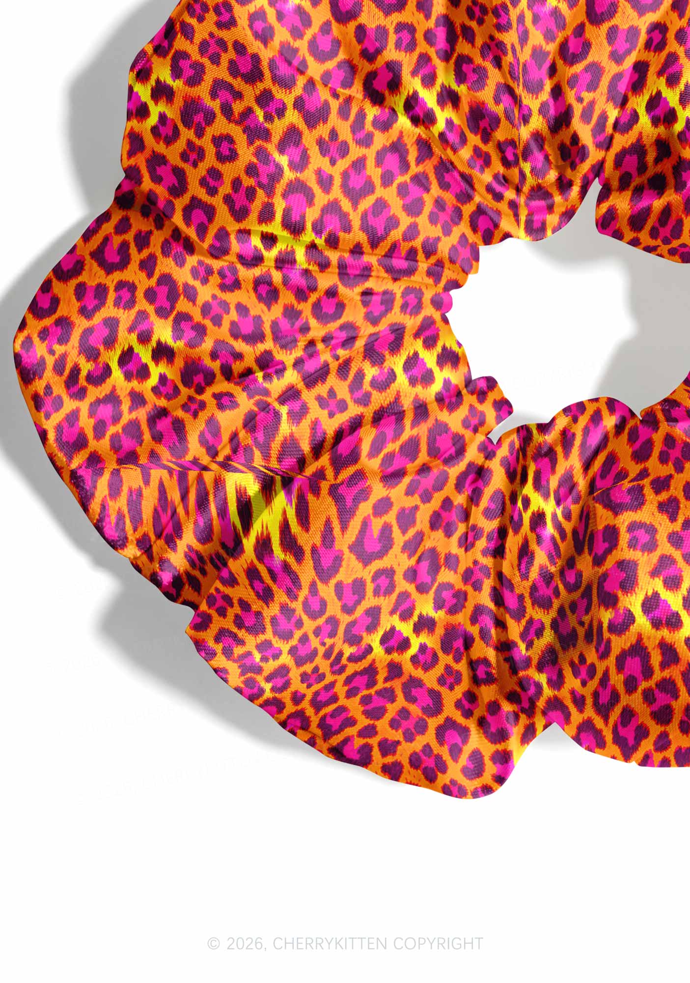 Orange Leopard Y2K Hair Scrunchie Cherrykitten