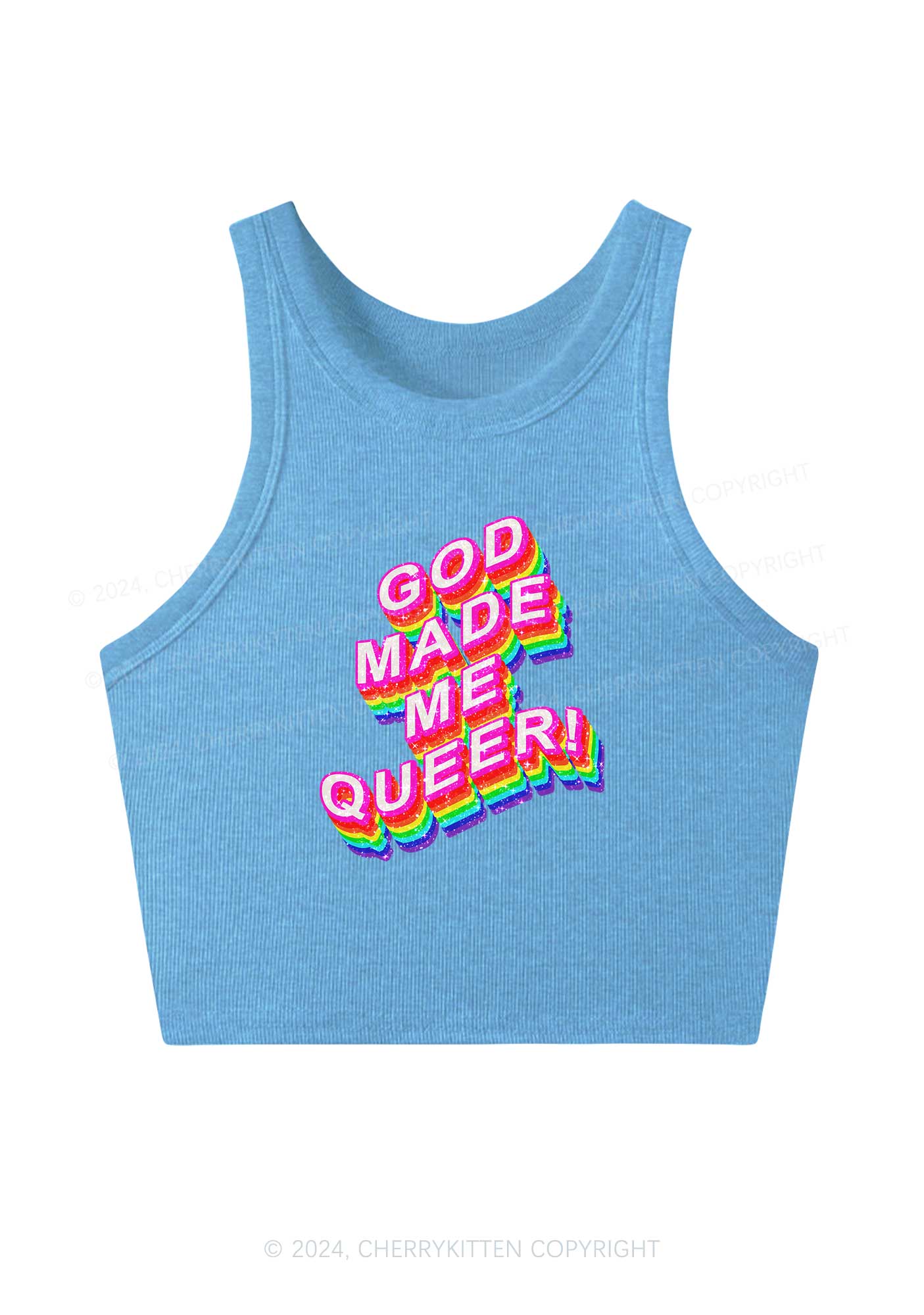 God Made Me Queer Y2K Crop Tank Top Cherrykitten