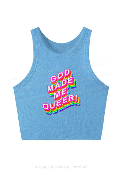 God Made Me Queer Y2K Crop Tank Top Cherrykitten