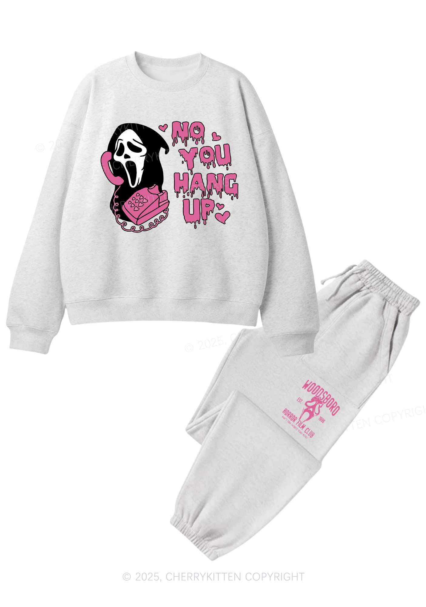 Halloween No You Hang Up Y2K Fleece Sweatshirts Set Cherrykitten