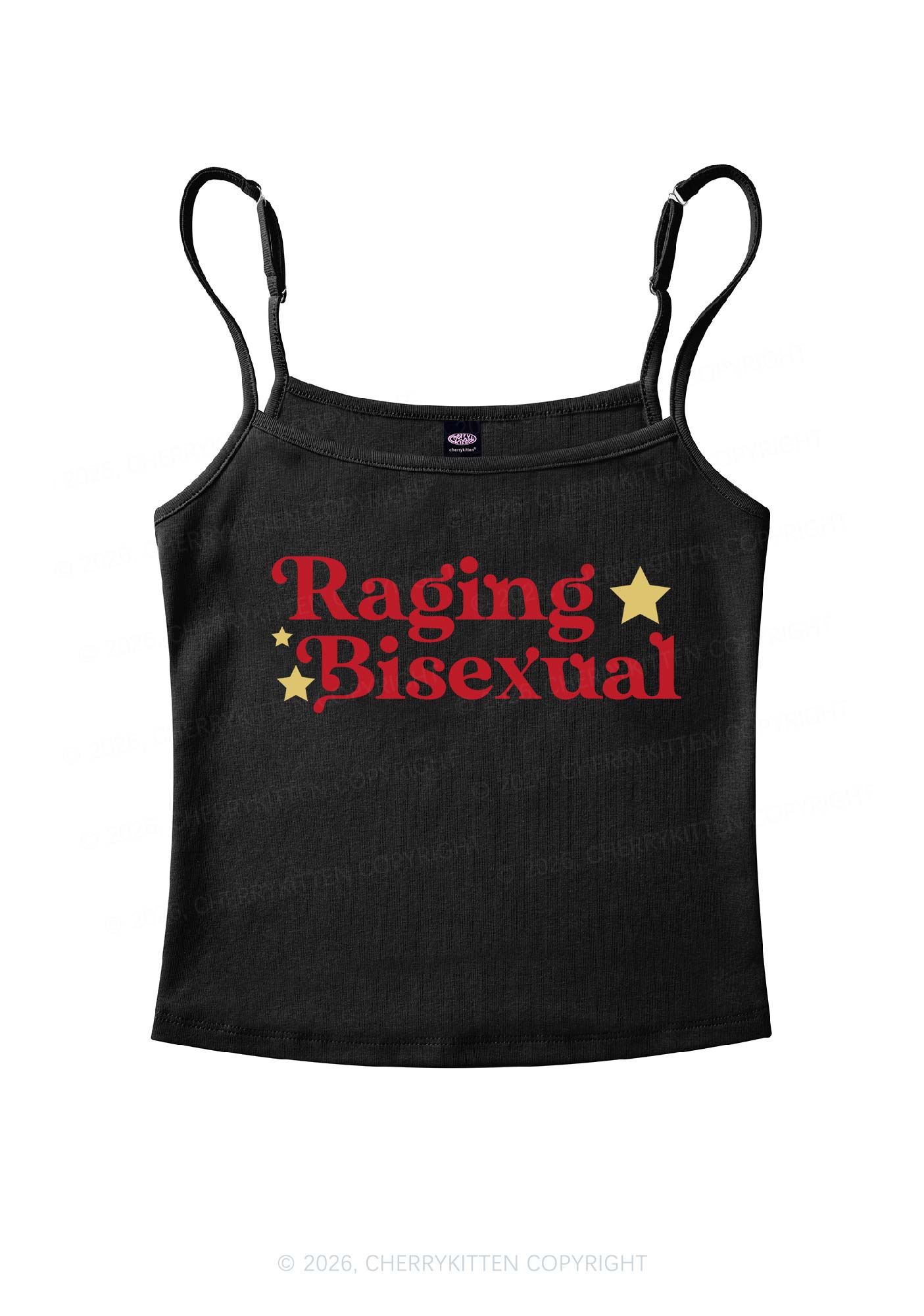 Raging Bisexual Stars Pride Y2K Spaghetti Strap Cami Cherrykitten