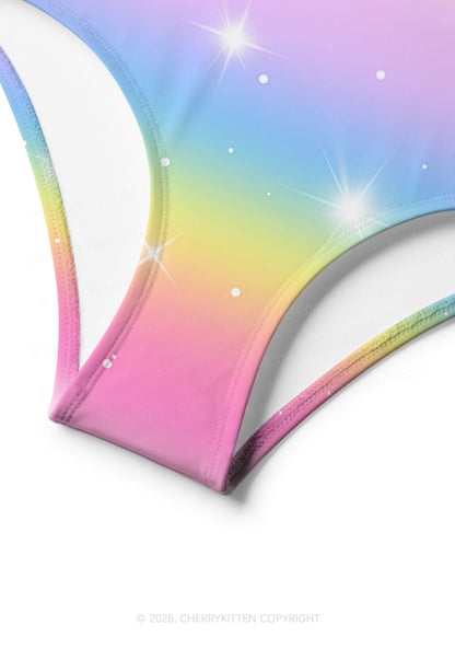 Rainbow Gradient Unicorn Y2K Print Bikini Set Cherrykitten