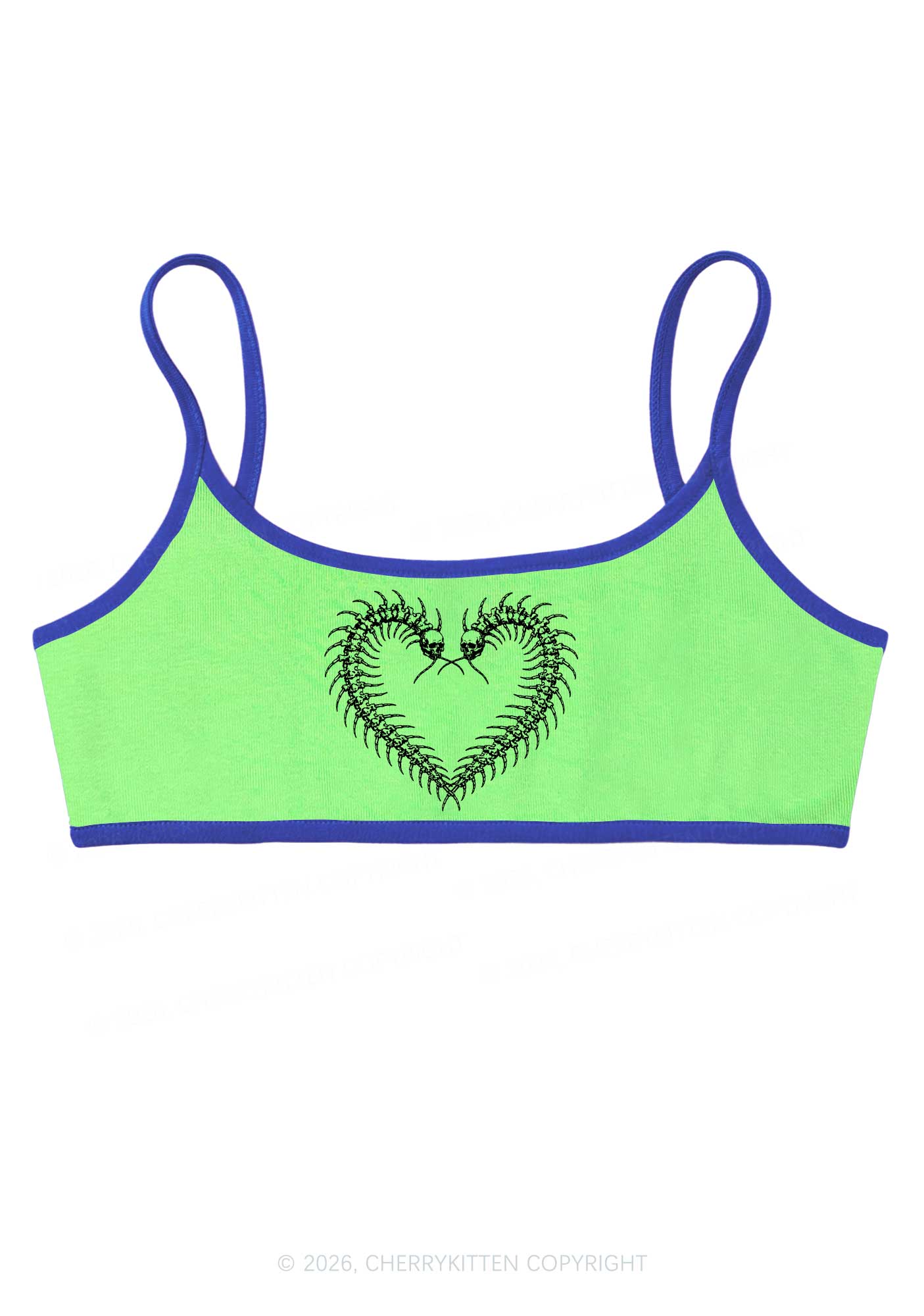 Halloween Centipede Heart Shape Y2K Super Crop Cami Cherrykitten