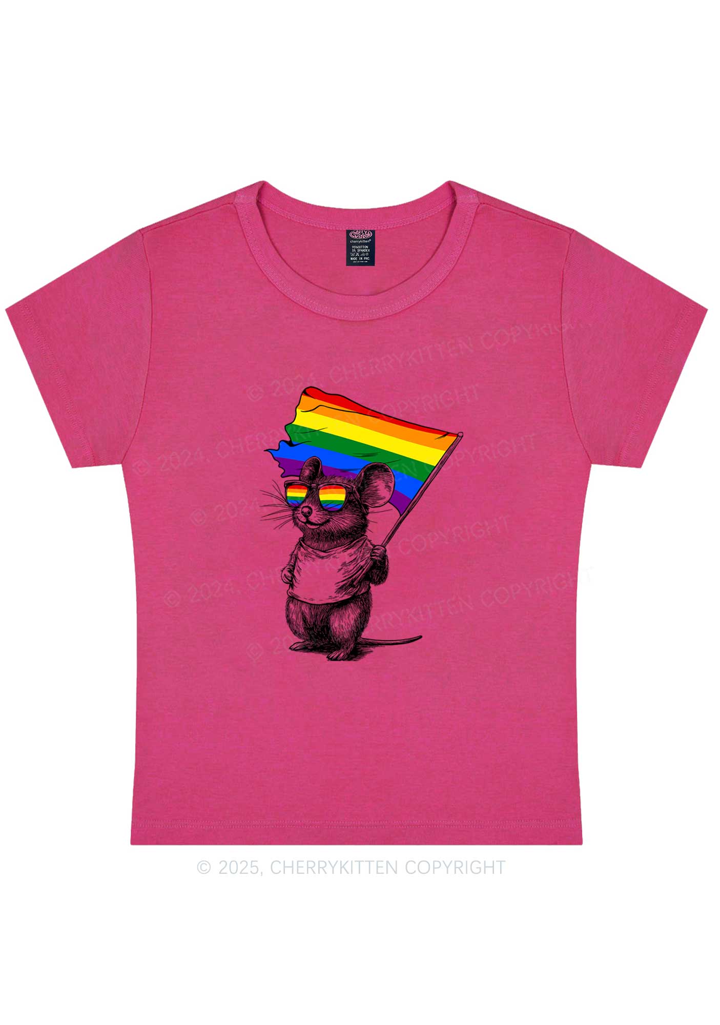 Rainbow Flag Rat Y2K Baby Tee Cherrykitten