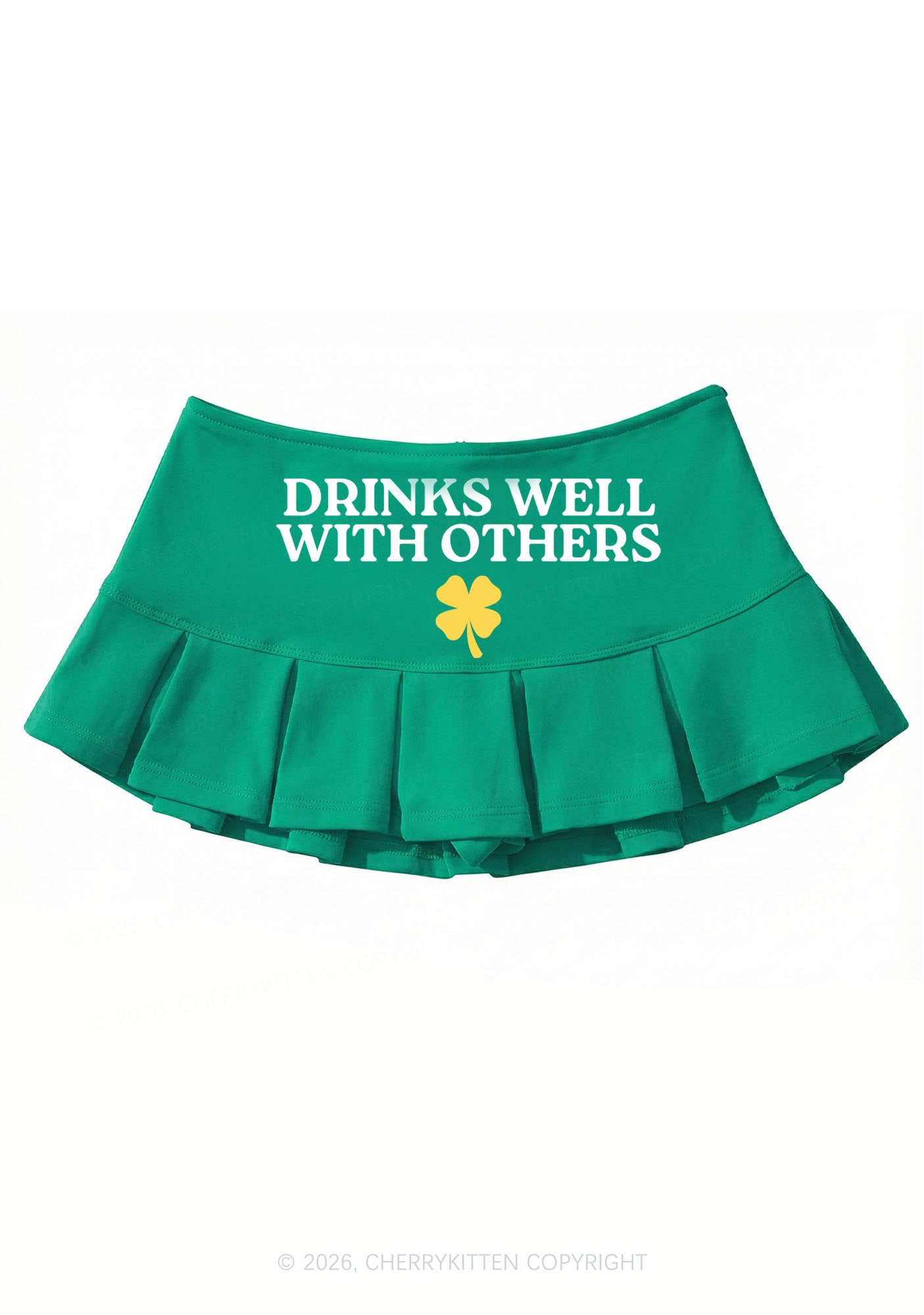 Drinks Well With Others St Patricks Y2K Mini Pleated Skirts Cherrykitten