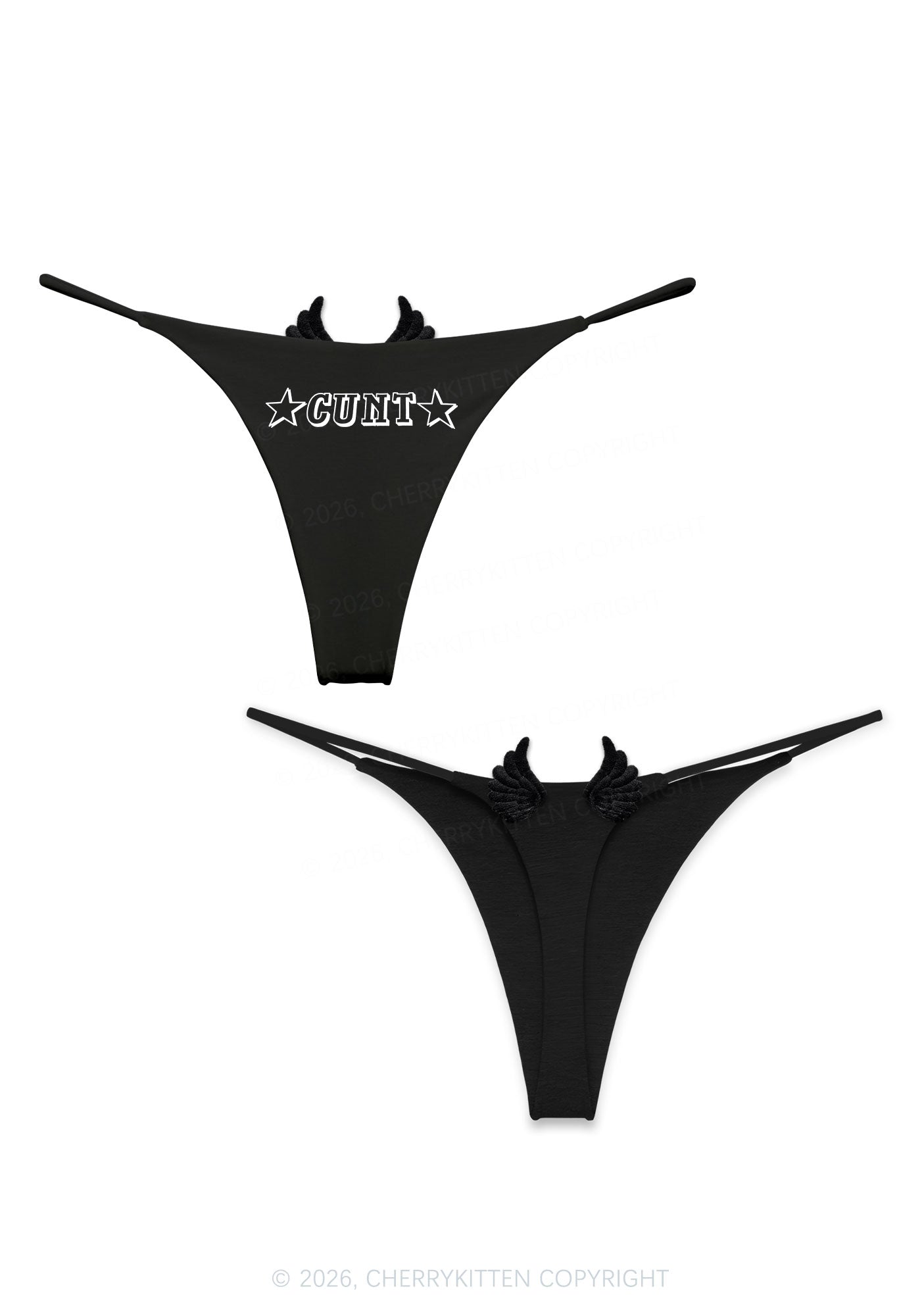 Star Count Y2K Bikini String Thong With Black Wings Cherrykitten