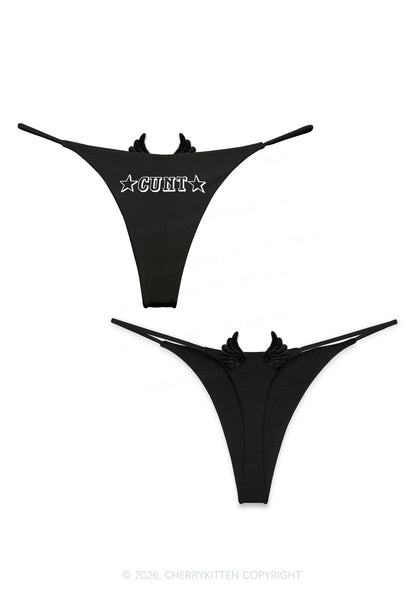Star Count Y2K Bikini String Thong With Black Wings Cherrykitten