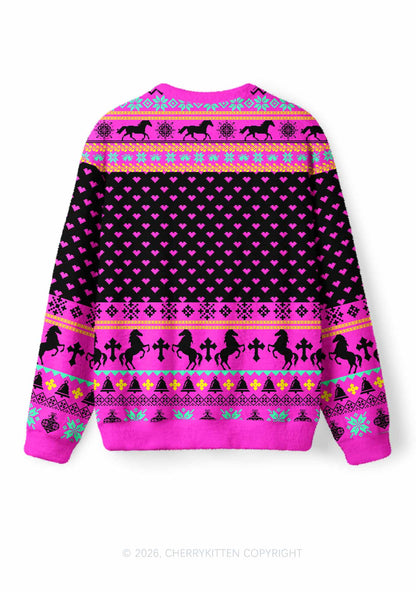 Orange Pony Y2K Christmas Knit Sweatshirt Cherrykitten