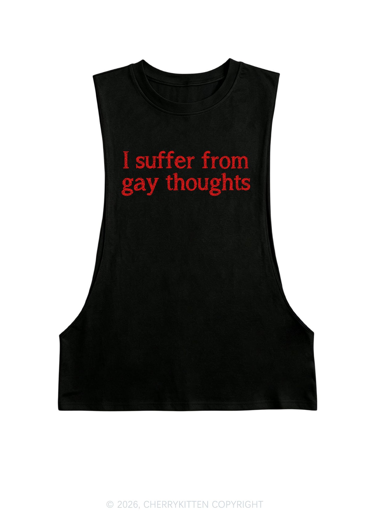 I Suffer From Gay Thoughts Pride Y2K Men Muscle Side Cutoff Tank Top Cherrykitten