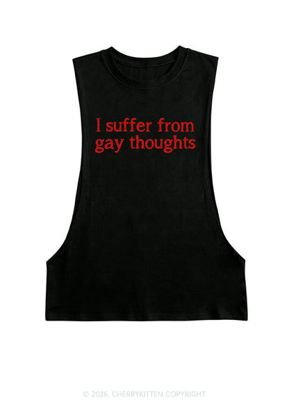 I Suffer From Gay Thoughts Pride Y2K Men Muscle Side Cutoff Tank Top Cherrykitten
