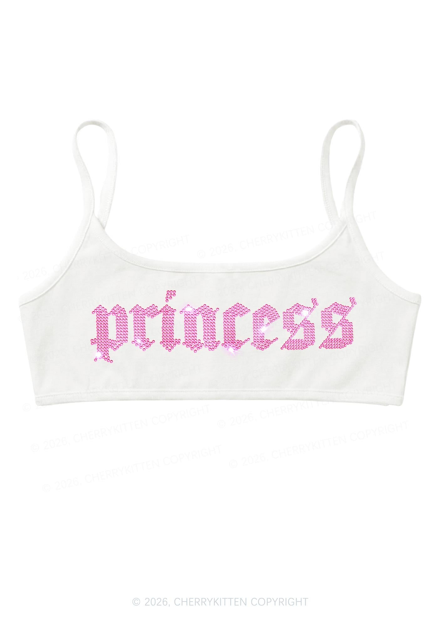 Rhinestone Princess Y2K Super Crop Cami Cherrykitten