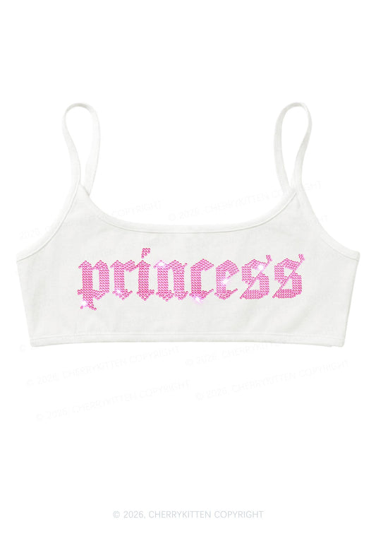 Rhinestone Princess Y2K Super Crop Cami Cherrykitten