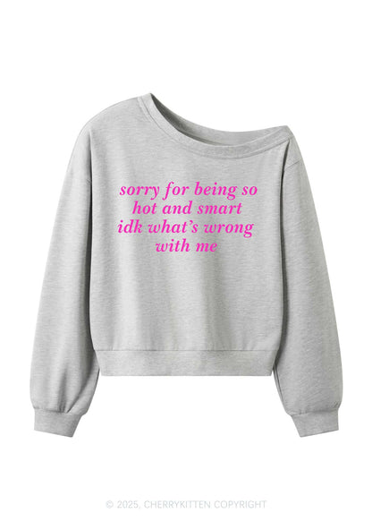 Sorry For Being So Smart Y2K Off Shoulder Sweatshirts Cherrykitten