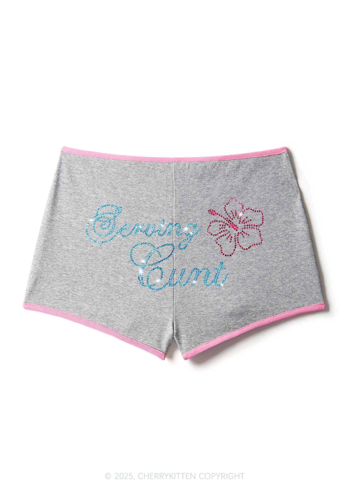 Rhinestone Serving Cxxt Y2K Booty Shorts Cherrykitten