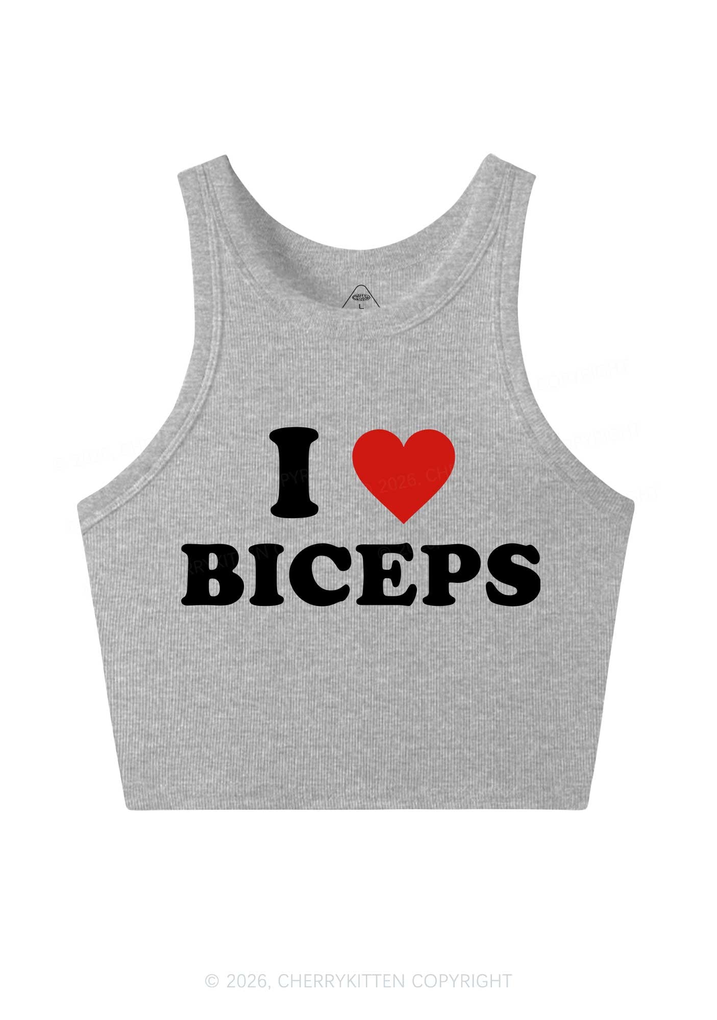I Love Biceps Valentine's Day Y2K Crop Tank Top Cherrykitten