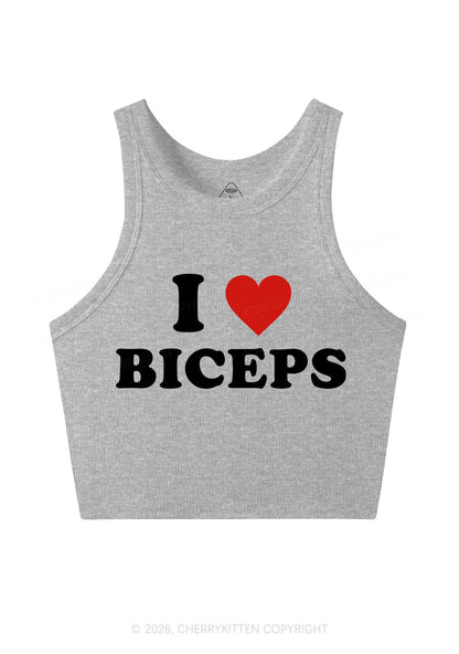 I Love Biceps Valentine's Day Y2K Crop Tank Top Cherrykitten