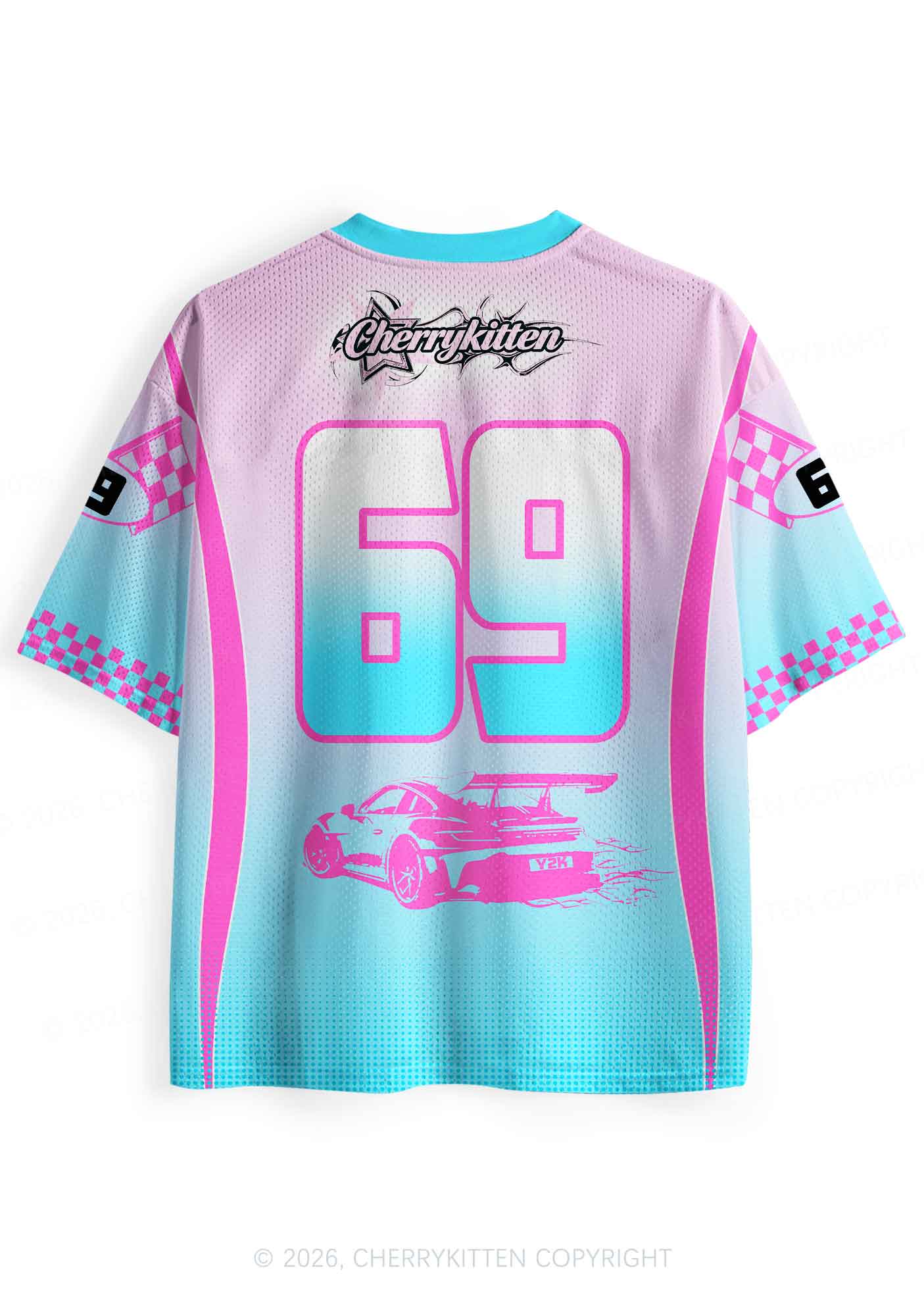 Cxxt Pink Sports Car Y2K Sport Jersey Shirts Cherrykitten