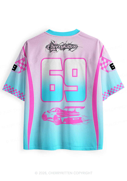 Cxxt Pink Sports Car Y2K Sport Jersey Shirts Cherrykitten