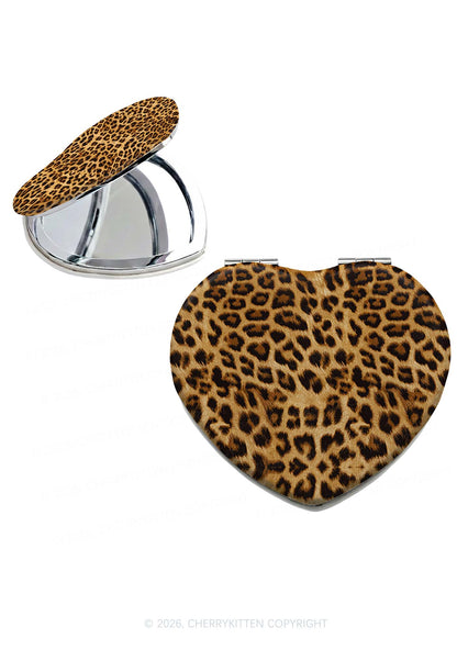 Brown Leopard Y2K Folding Makeup Mirror Cherrykitten