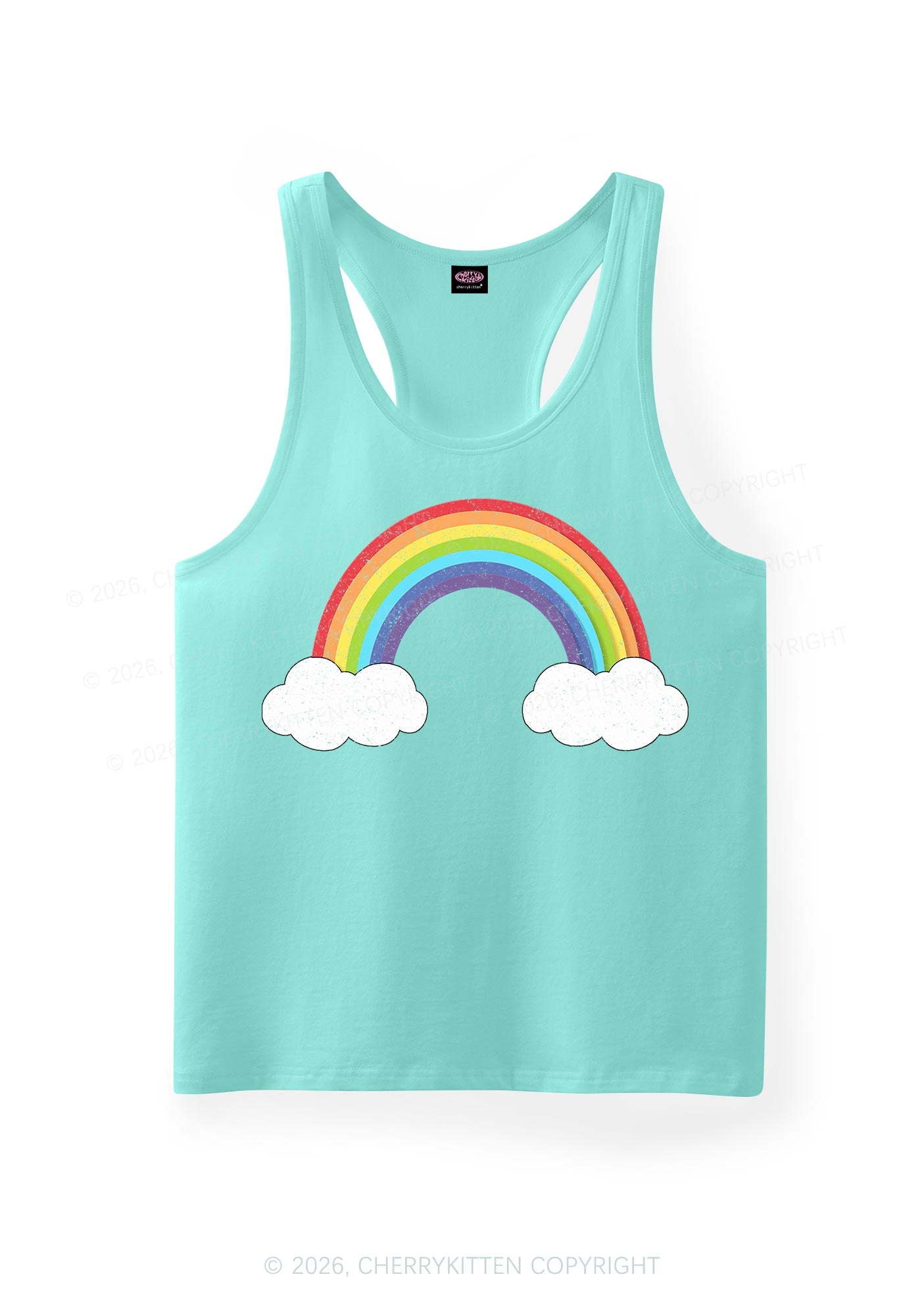 Rainbow Cloud Pride Y2K Men Racerback Tank Top Cherrykitten