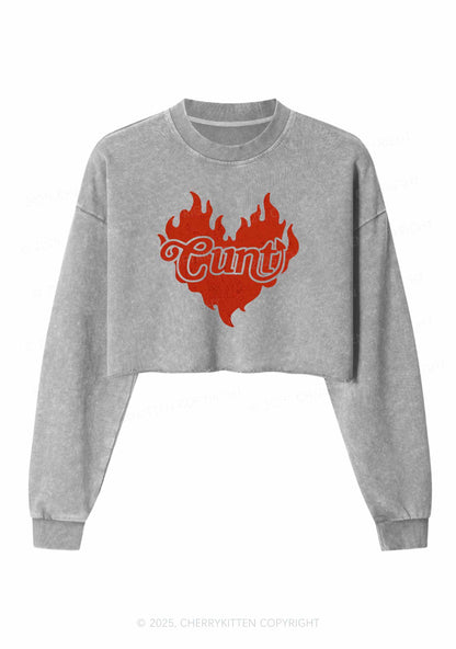 Cxxt Devil Y2K Valentine's Day Crop Washed Sweatshirts Cherrykitten